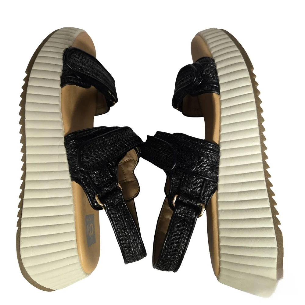 Dolce Vita Fighter Sporty Platform Sandals Black Woven Adjustable Straps